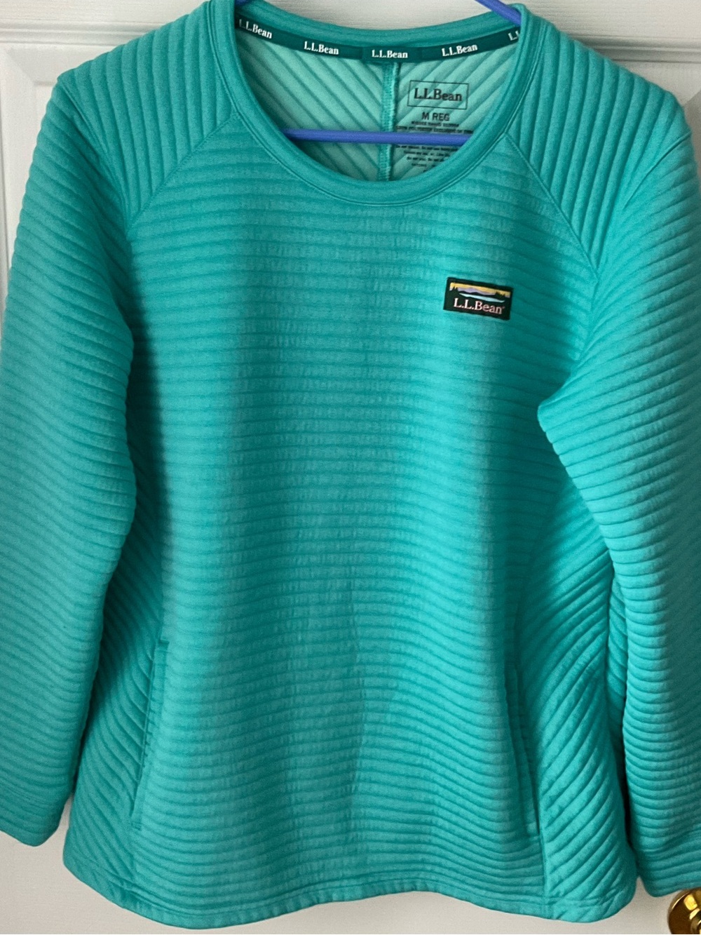 L.L. Bean Women's Ultralight Quilted Crewneck Sweater - Aqua
